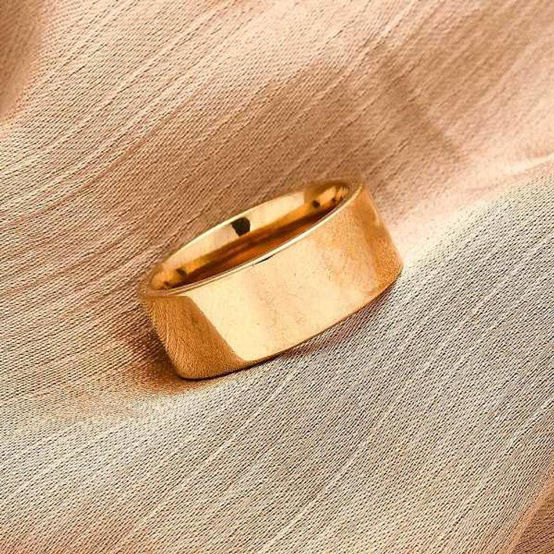 Bague Large en Acier Inoxydable 201, Plaquée Or 18K — Bijoux fantaisie