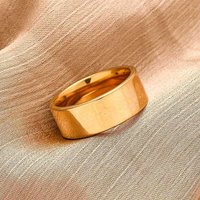 Bague Large en Acier Inoxydable 201, Plaqué Or 18K