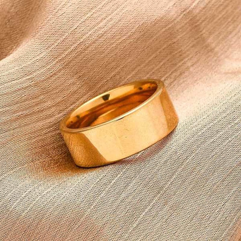 Bague Large en Acier Inoxydable 201, Plaqué Or 18K — Bijoux fantaisie