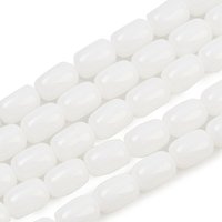 Brins de Perles en Verre Opaque, Baril, Blanc, 9x6mm, 43pcs — Perles à bijoux