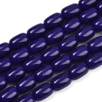 Brins de perles en verre opaque bleu, forme baril, 9x6mm, 43pcs/brin — Perles à bijoux