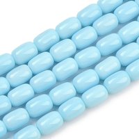 Brins de perles en verre opaque, baril, bleu ciel clair, 9x6mm — Perles à bijoux