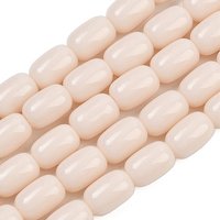 Brins de perles en verre opaque, baril, rose, 9x6mm, 43pcs — Perles à bijoux