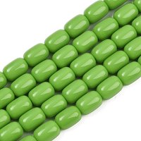 Fils de Perles en Verre Opaque Vert, Baril, 9x6mm, 43pcs — Perles à bijoux