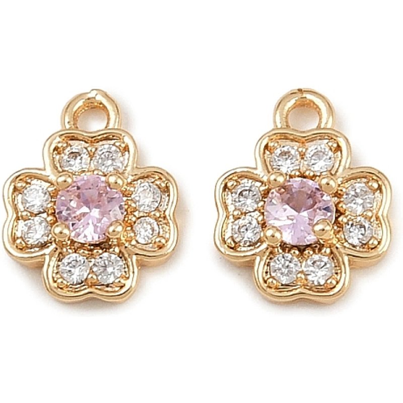Pendentifs en laiton avec zircon cubique micro pavé, Charms Trèfle, Plaqué or 18K — Breloques et pendentifs