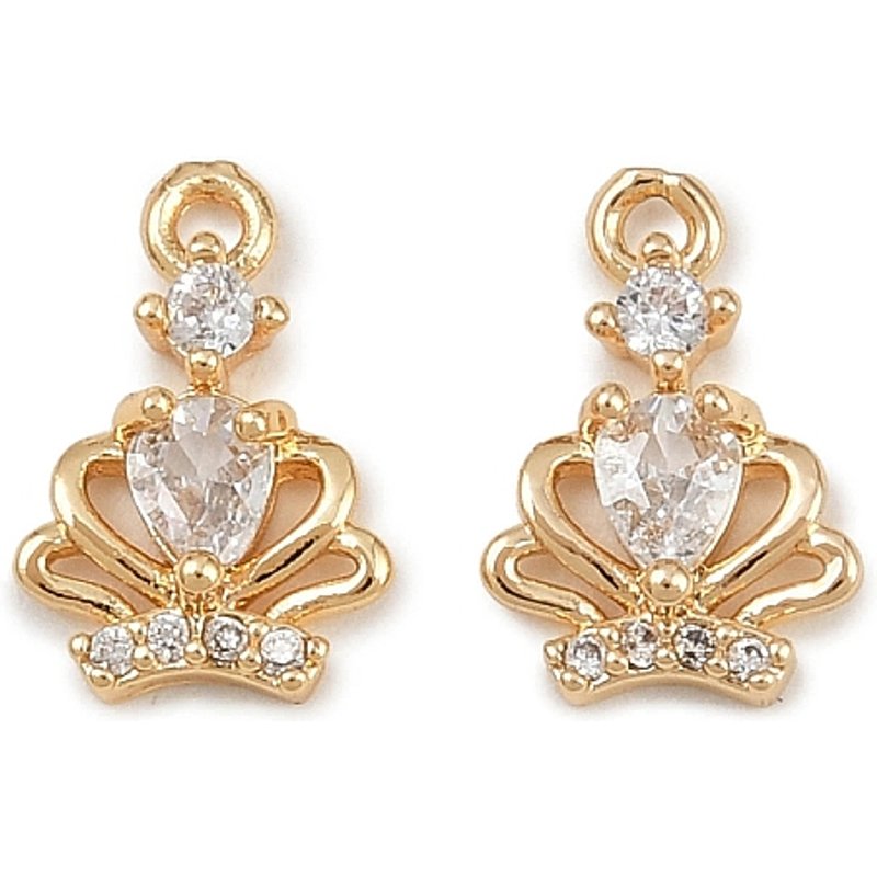 Charms Couronne en Zircon Cubique Micro Pave en Laiton, Plaqué Or 18K — Breloques et pendentifs