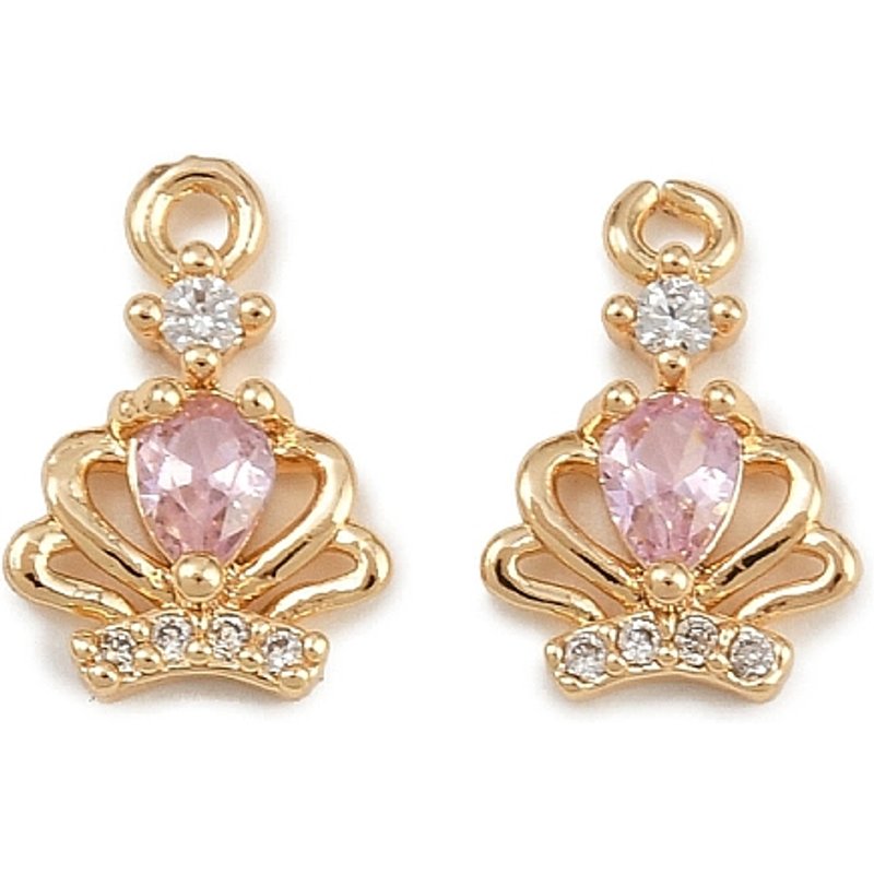 Charms Couronne en Zircon Cubique Micro Pave en Laiton, Plaqué Or 18K — Breloques et pendentifs