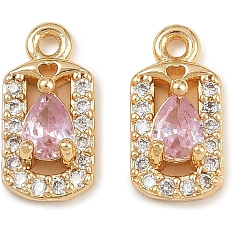 Pendants en laiton avec zircon cubique micro pavé, rectangle et charms goutte — Breloques et pendentifs