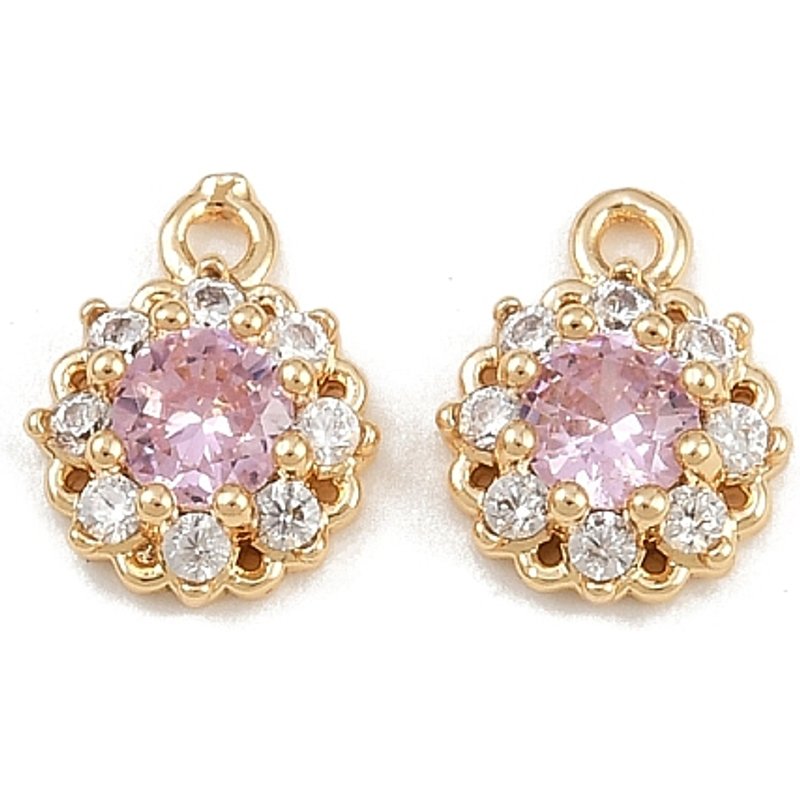 Pendentifs en laiton avec zircon cubique micro pavé, plaqué or 18K, rose — Breloques et pendentifs