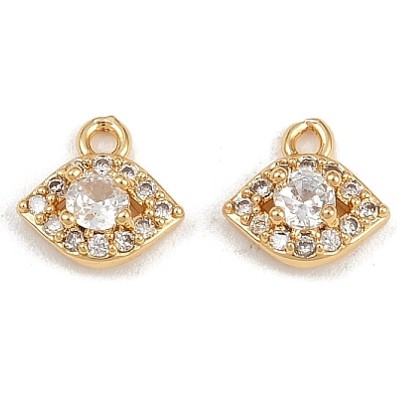 Charms Oeil en Zircon Cubique Micro Pave en Laiton, Plaqué Or 18K — Breloques et pendentifs
