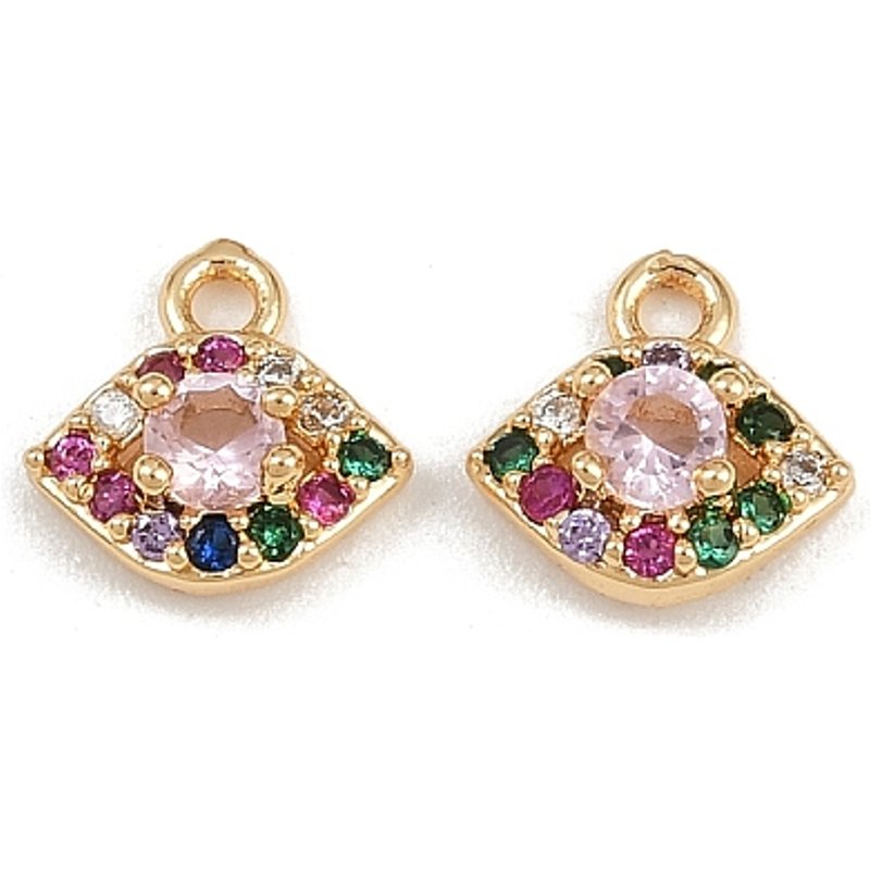 Pendentifs en laiton avec zircon cubique micro pave, Charms œil, plaqué or 18K — Breloques et pendentifs