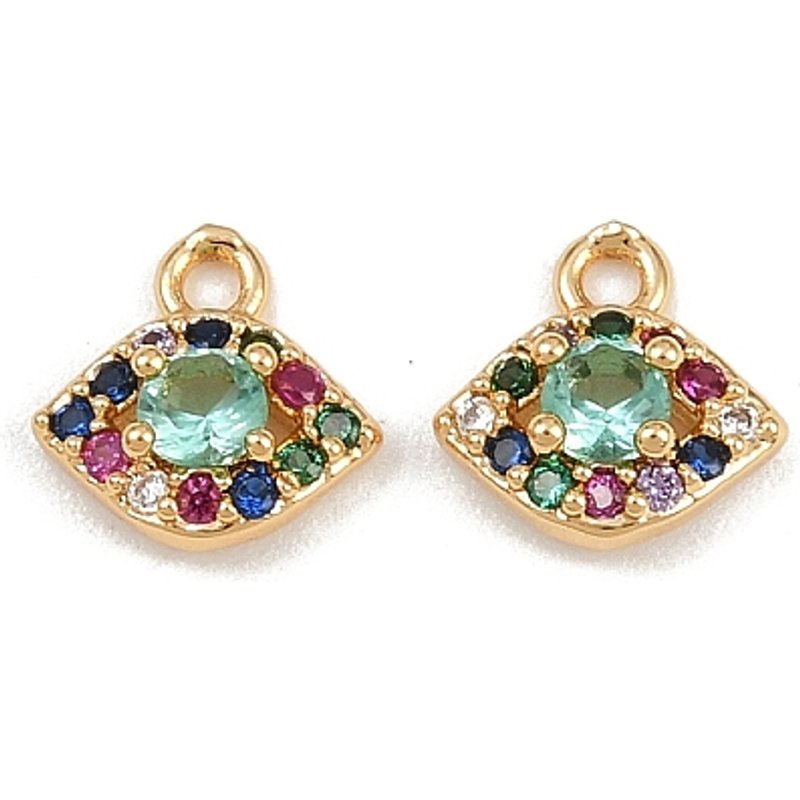 Charms Oeil en Zircon Cubique Micro Pave en Laiton, Plaqué Or 18K — Breloques et pendentifs