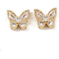 Brass Micro Pave Cubic Zirconia Butterfly Links - 18K Gold Plated — Jewelry Findings