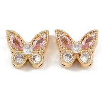 Liens Papillon en Laiton avec Zirconia Cubique Micro Pave, Plaqué Or 18K — Accessoires pour bijoux