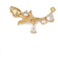Brass Pave Clear Cubic Zirconia Flower Connector Charms — Jewelry Findings