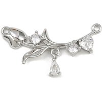 Brass Pave Clear Cubic Zirconia Flower Links Connector Charms — Jewelry Findings