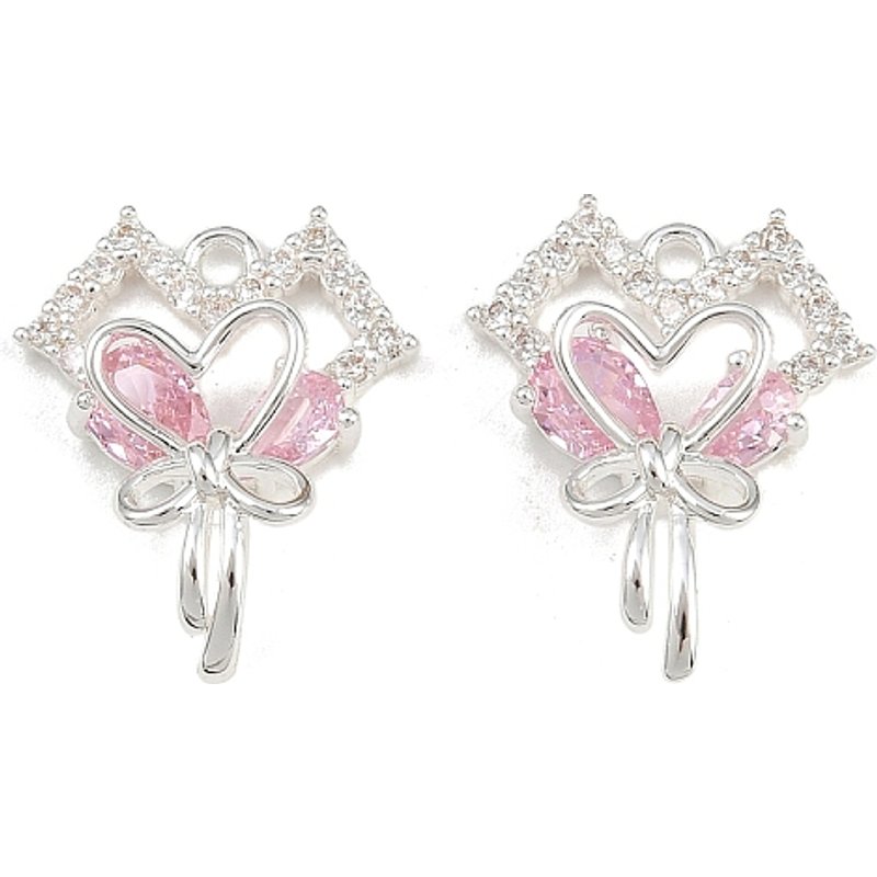 Brass Micro Pave Cubic Zirconia Heart Pendant, Silver Plated — Charms & Pendants