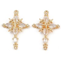 Pendentif étoile en zircon cubique micro pavé en laiton, plaqué or 18K — Breloques et pendentifs