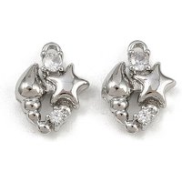 Brass Micro Pave Cubic Zirconia Star Charms, Platinum — Charms & Pendants