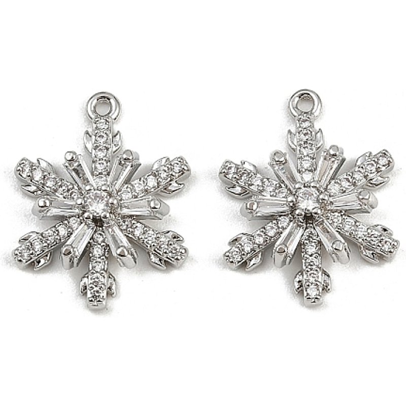 Brass Micro Pave Snowflake Pendant with Cubic Zirconia — Charms & Pendants