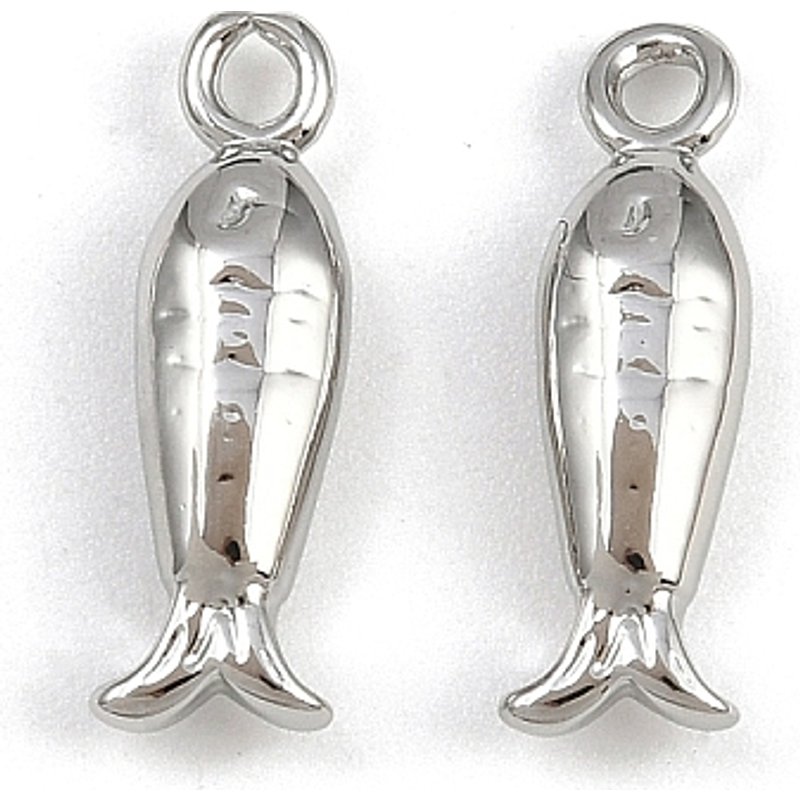 Pendentifs en laiton, Charms Poisson, Fini Platine, 15x4.5x3.5mm — Breloques et pendentifs