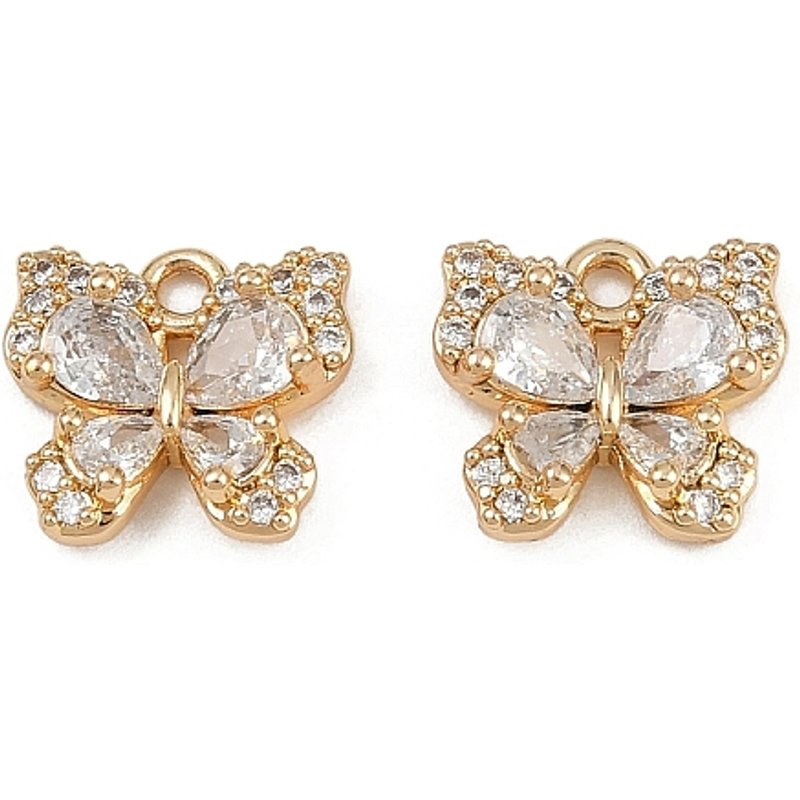 Charms Papillon en Zirconia Cubique Micro Pave en Laiton, Plaqué Or 18K — Breloques et pendentifs