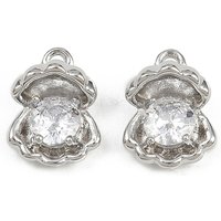 Brass Micro Pave Cubic Zirconia Shell Shape Charms