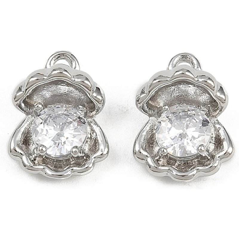 Brass Micro Pave Cubic Zirconia Shell Shape Charms — Charms & Pendants