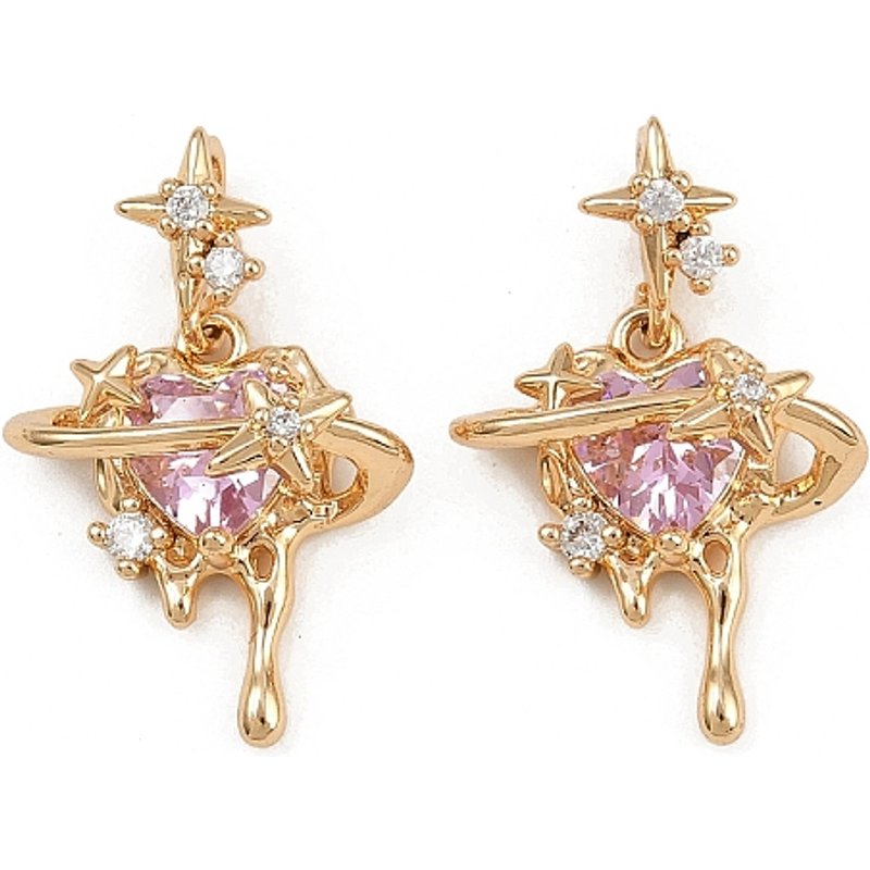 Pendentif en zircone cubique micro pave en laiton, cœur, plaqué or 18K — Breloques et pendentifs