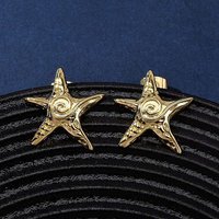 Boucles d'oreilles en laiton, étoile de mer, plaquées or 18K, 19,5mm — Bijoux fantaisie