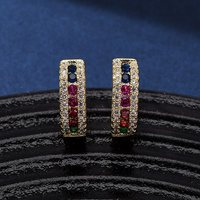 Brass Micro Pave Cubic Zirconia Oval Hoop Earrings, 18K Gold Plated — Hoop Earrings