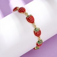 Bracelet en Lien de Zircon Cubique Micro Pave Fraise pour Femmes — Bracelet Femme