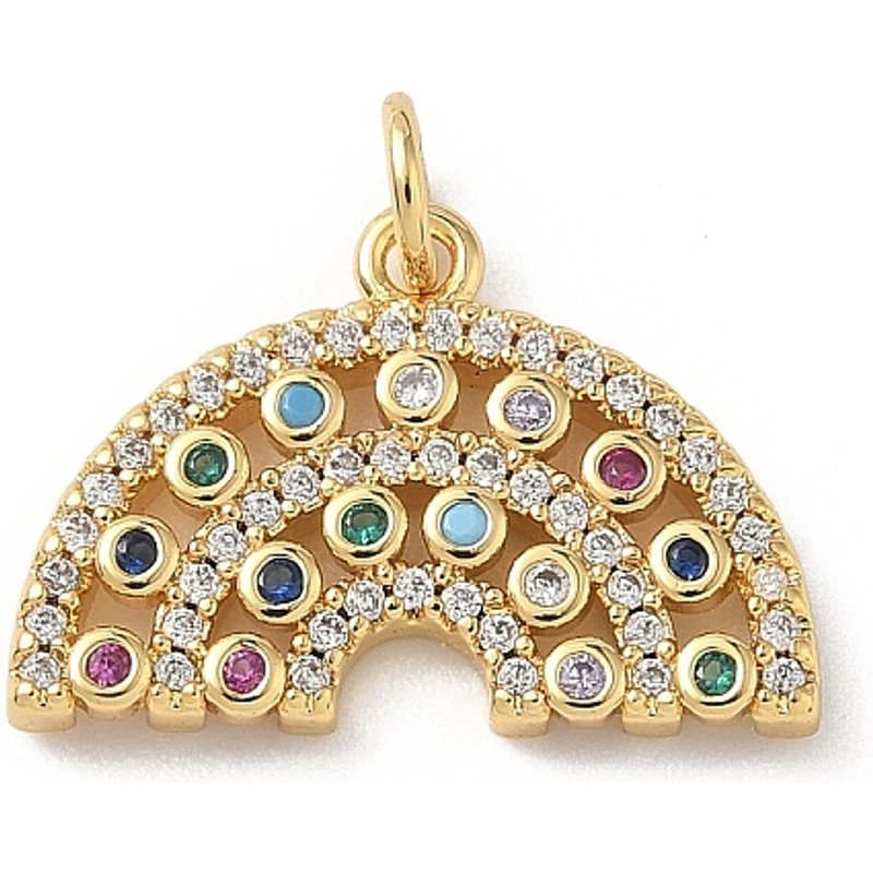Brass Micro Pave Cubic Zirconia Rainbow Pendant with Jump Ring — Charms & Pendants