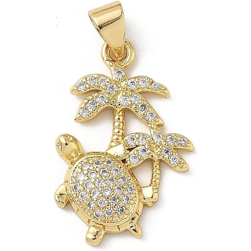 Pendentif Tortue en Zircon Cubique Micro Pave, Plaqué Or 18K — Breloques et pendentifs