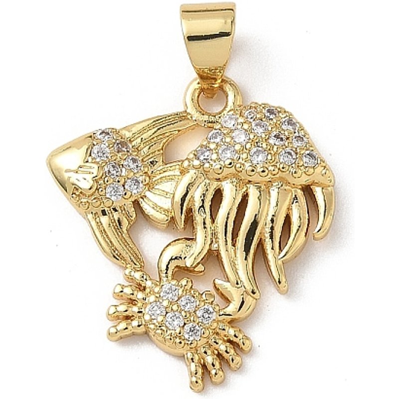 Brass Micro Pave Cubic Zirconia Jellyfish Pendant, 18K Gold Plated — Charms & Pendants