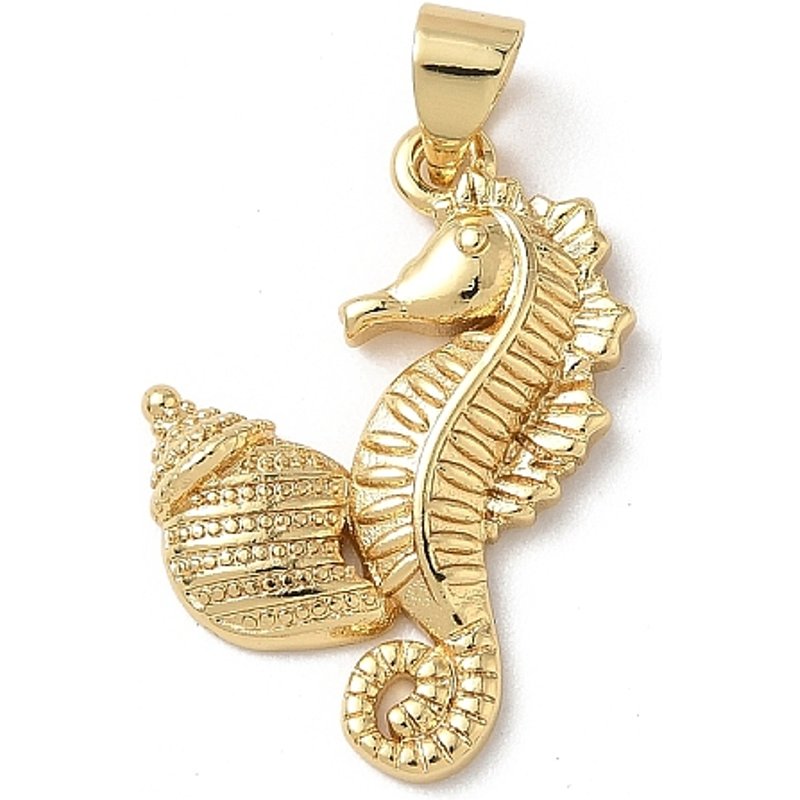 Pendentif en laiton, hippocampe, plaqué or 18K, 23x16mm — Breloques et pendentifs