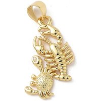 Brass Starfish Pendant, 18K Gold Plated, 22.5x12x2.3mm