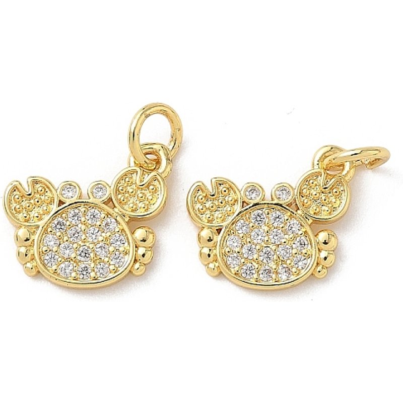 Brass Micro Pave Cubic Zirconia Crab Charm, 18K Gold Plated — Charms & Pendants