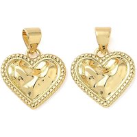 Charms en laiton en forme de cœur, plaqué or 18K, 14.5x14.5x3mm — Breloques et pendentifs
