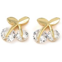 Brass Micro Pave Cubic Zirconia Cherry Charms, 18K Gold Plated