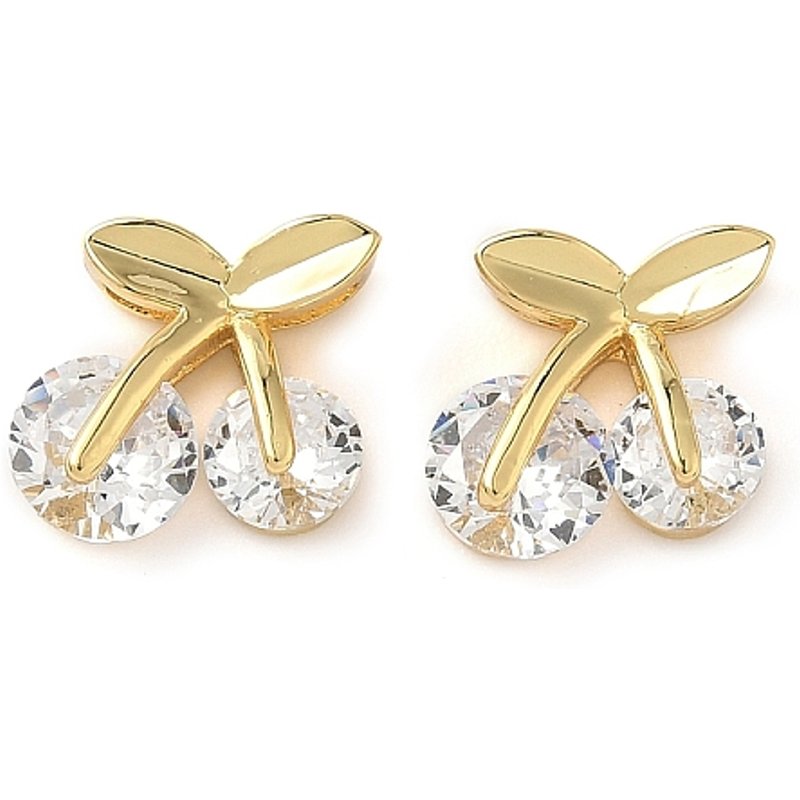 Brass Micro Pave Cubic Zirconia Cherry Charms, 18K Gold Plated — Charms & Pendants