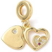 Brass Micro Pave Clear Cubic Zirconia Heart Dangle Charms — Jewelry Beads