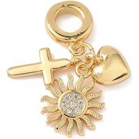 Charms Européens Dangle en Zirconia Cubique Clair Micro Pave en Laiton