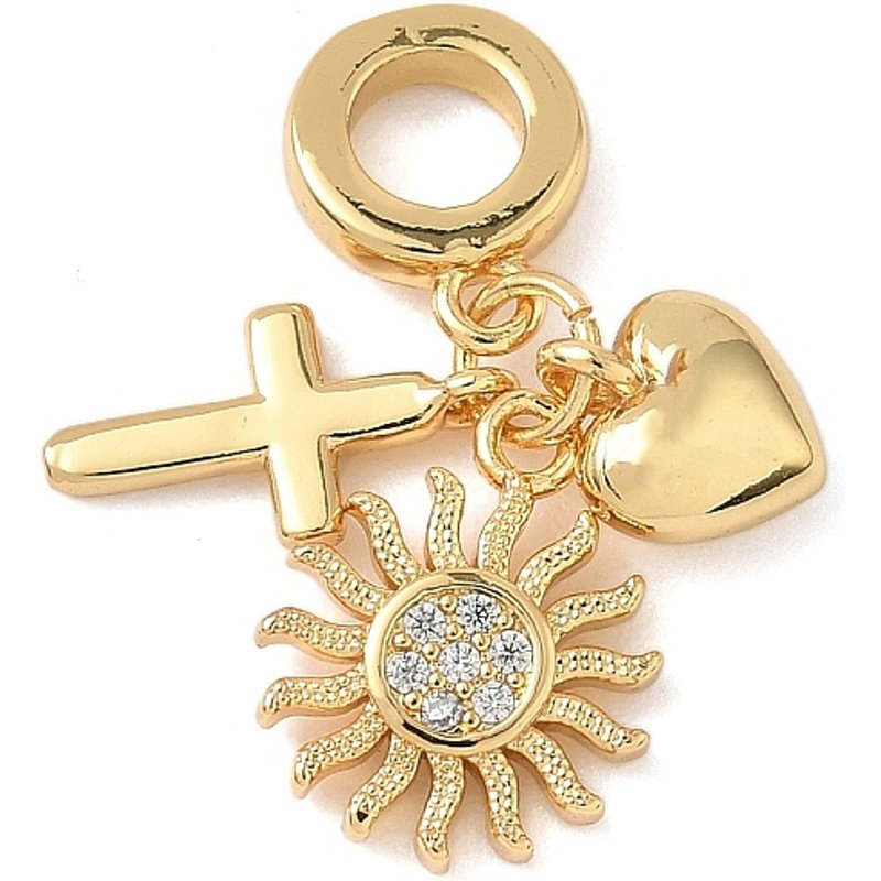 Brass Micro Pave Clear Cubic Zirconia European Dangle Charms — Jewelry Beads