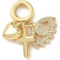 Charms Dangle en Laiton Micro Pave Zirconia Cubique, Plaqué Or 18K — Perles à bijoux