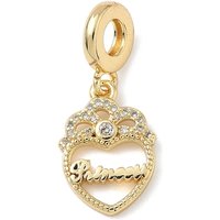 Brass Micro Pave Clear Cubic Zirconia Dangle Charms Crown Heart — Jewelry Beads