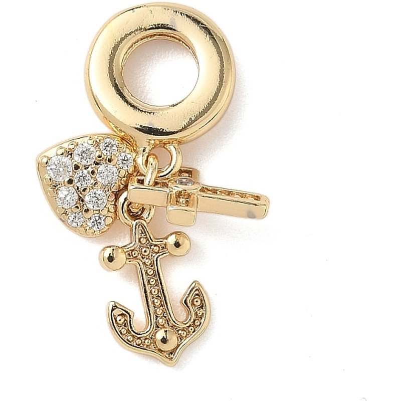Brass Micro Pave Clear Cubic Zirconia Dangle Charms with 18K Gold Plating — Jewelry Beads