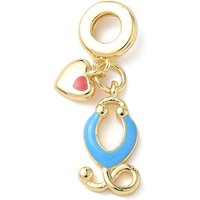 Charms Dangle Européens en Laiton Bleu Ciel Profond et Émail Rouge — Perles à bijoux