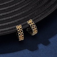 Boucles d'oreilles en laiton en forme de C, plaquées or 18K — Bijoux fantaisie