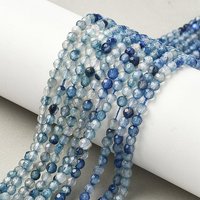 Fils de perles d'agate naturelle, teintées bleu marine, 4mm, 92pcs/fils — Perles à bijoux